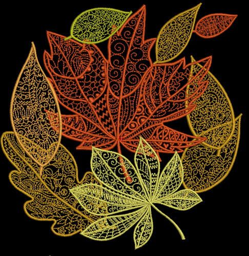 Autumn leaves machine embroidery design