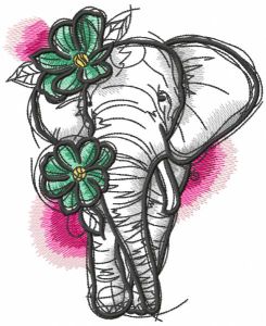 Sketch Elephant with flowers