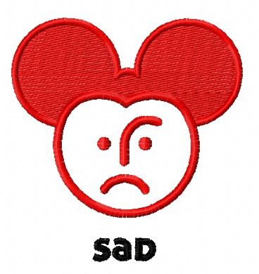 Sad Mickey machine embroidery design