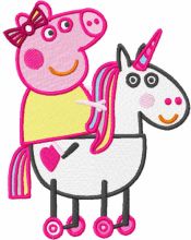 Peppa riding horse embroidery design