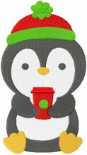 Penguin with coffee cup