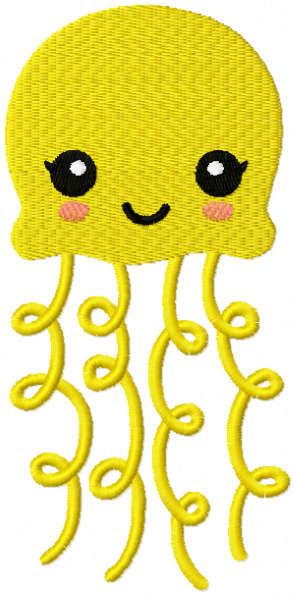 Yellow Jellyfish free embroidery design