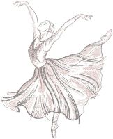 Dancing ballerina sketch embroidery design