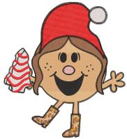 Little miss Christmas santa hat embroidery design