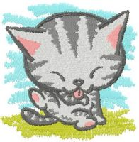 Good morning kitten embroidery design