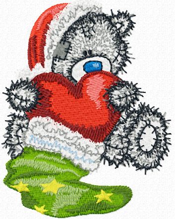 Teddy Bear my gift red heart machine embroidery design