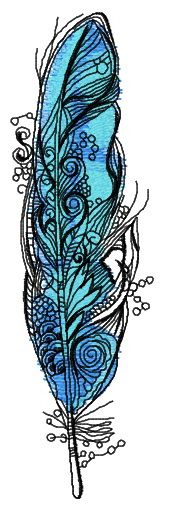 Amazing blue feather machine embroidery design