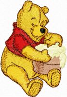 Winnie Pooh with honey embroidery design