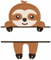 Sloth with monogram label embroidery design