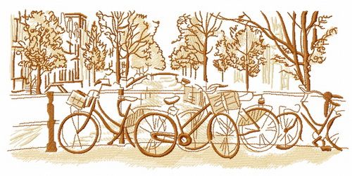 Bicycle city trip machine embroidery design