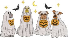 Four Spooky Halloween Ghost Dog embroidery design
