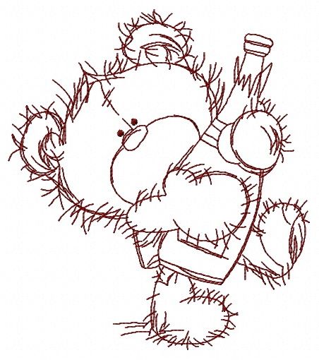 Teddy bear with champagne 3 machine embroidery design