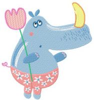 Tiny rhino embroidery design