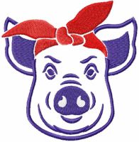 Schwein mit Bandana, kostenloses Stickdesign