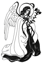 Angel with candle embroidery design