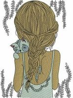 Girl's hairstyle embroidery design