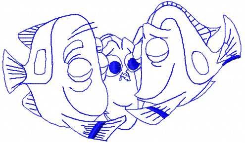 Dory and parents embroidery design 2