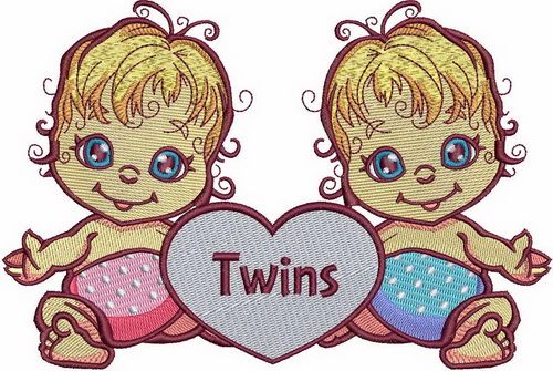 Twins machine embroidery design