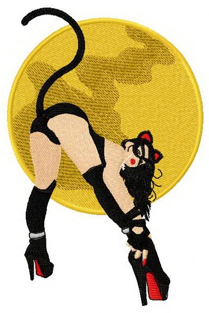 Sexy catgirl machine embroidery design