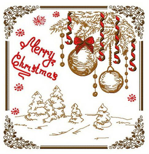 Merry Christmas postcard 2 machine embroidery design