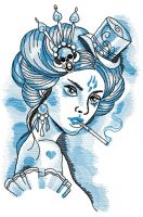 Visious woman embroidery design