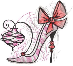 Fashion Christmas heels embroidery design