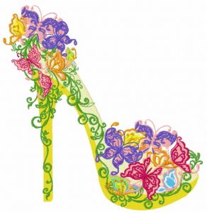 Floral high heel shoe 3 embroidery design