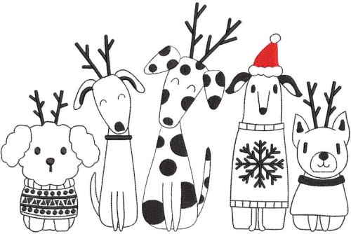 Christmas Reindeer Dogs- mbroidery design