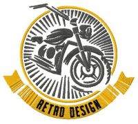 Bike retro design badge embroidery design