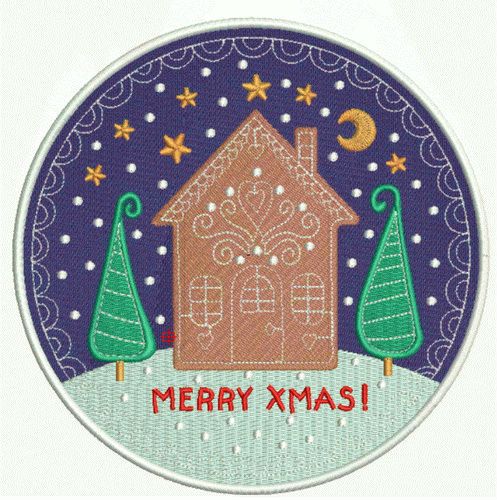 Gingerbread house 14 machine embroidery design