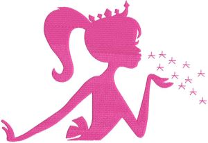 Barbie blowing a kiss embroidery design