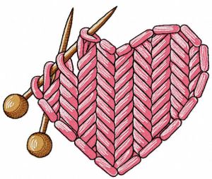 Desenho de bordado de coração em tricô