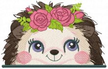 Hedgehog with roses embroidery design