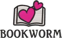 Bookworm embroidery design
