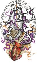 Caught by octopus embroidery design