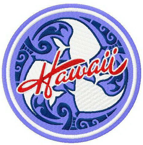 Hawaii badge machine embroidery design