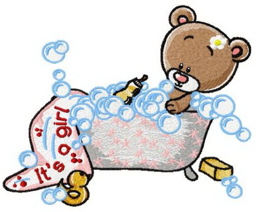 Teddy's bath time 2 machine embroidery design