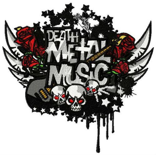 Death metal music machine embroidery design