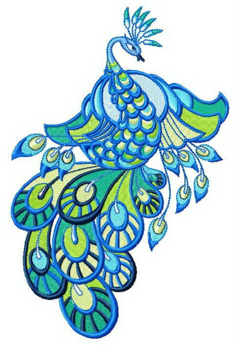 Peacock machine embroidery design