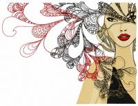 Stylish girl embroidery design
