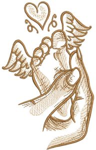 Angel foot in palm embroidery design