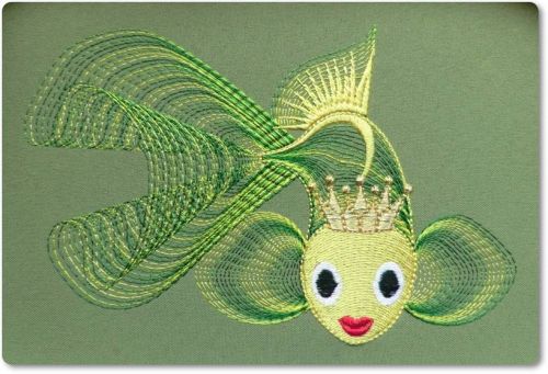 Gold fish free machine embroidery design