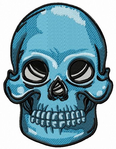 Blue skull machine embroidery design