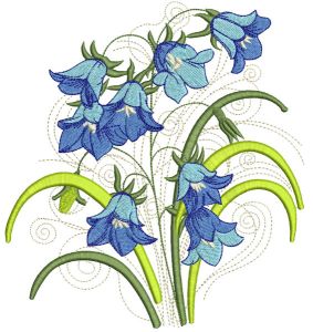 Bluebells flowers bouquet embroidery design