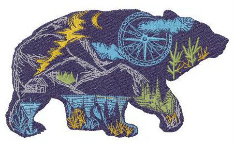Wandering bear machine embroidery design