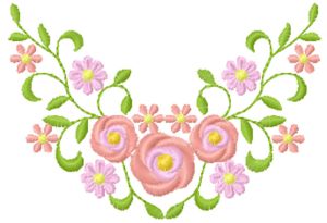 Rose collar embroidery design
