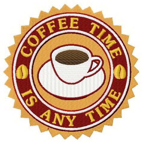 Сoffee time is any time machine embroidery design
