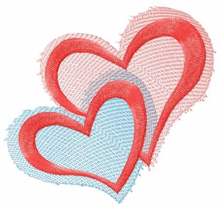 Two hearts free machine embroidery design