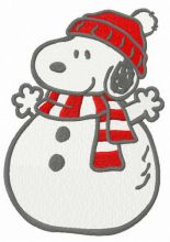 Snoopy snowman embroidery design