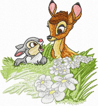 Jackrabbit & Bambi machine embroidery design